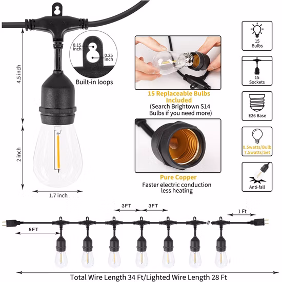 Iluminação decorativa de natal decoração lâmpada casa ao ar livre ornamento festa de casamento holofotes decoração de fadas lâmpada led luz da corda